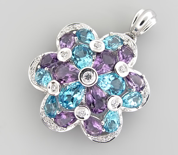 Кулон из коллекции "Sunshine" с топазами и аметистами
