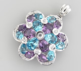 Кулон из коллекции "Sunshine" с топазами и аметистами Серебро 925