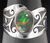 Серебряное кольцо с ярким мексиканским кристаллическим опалом