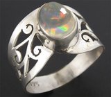 Серебряное кольцо с ярким мексиканским кристаллическим опалом