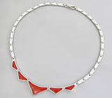 Колье с кораллами Серебро 925