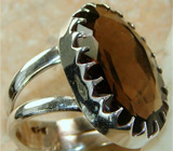 Стильное кольцо c дымчатым топазом Серебро 925