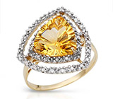 Элегантное кольцо с цитрином и бриллиантами Золото