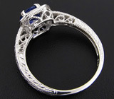 Кольцо с чистейшим синим сапфиром и бриллиантами Серебро 925