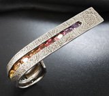 Кольцо с разноцветными сапфирами Серебро 925