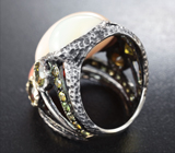 Кольцо с лунным камнем и разноцветными турмалинами Серебро 925
