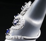 Элегантное кольцо с синими сапфирами Серебро 925