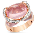 Кольцо с кабошонами розового кварца и бриллиантами Золото