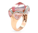 Кольцо с кабошонами розового кварца и бриллиантами Золото