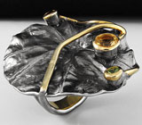 Кольцо из серебра 925 пробы с цитрином, гранатом и перидотом Серебро 925