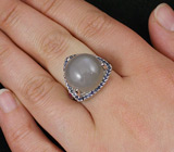 Кольцо с лунным камнем и синими сапфирами Серебро 925