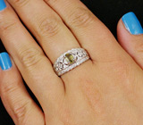 Прелестное кольцо с зеленым сапфиром 0,44 карат Серебро 925