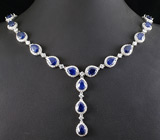 Колье с насыщенно-синими сапфирами Серебро 925