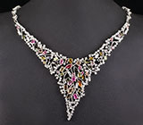 Роскошное колье с разноцветными турмалинами Серебро 925