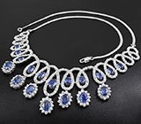 Великолепное колье с синими сапфирами Серебро 925