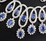 Великолепное колье с синими сапфирами Серебро 925