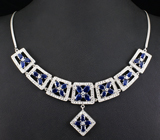 Стильное колье с насыщенно-синими сапфирами Серебро 925