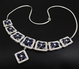 Стильное колье с насыщенно-синими сапфирами Серебро 925