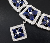 Стильное колье с насыщенно-синими сапфирами Серебро 925