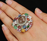 Потрясающее КРУПНОЕ кольцо с самоцветами! Ручная работа Серебро 925