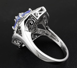 Филигранное кольцо с танзанитами Серебро 925