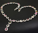 Колье с разноцветными турмалинами Серебро 925