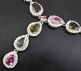 Колье с разноцветными турмалинами Серебро 925