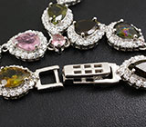 Колье с разноцветными турмалинами Серебро 925