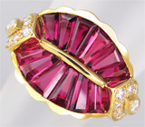 Кольцо с пурпурными сапфирами и бриллиантами 