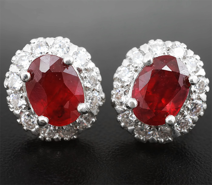 Серьги с рубинами 2,85 карат