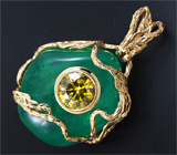 Кулон с уральским изумрудом 59,95 и 2-каратным желтым бриллиантом Золото