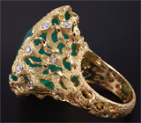 Кольцо с уральским изумрудом 46,97 карат и бриллиантами Золото