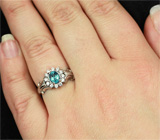 Прелестное кольцо с голубым цирконом 0,7 карат Серебро 925