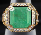 Перстень с роскошным изумрудом 9,5 карат и бриллиантами Золото