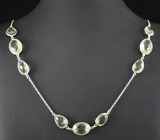Серебряное колье с зелеными аметистами Серебро 925
