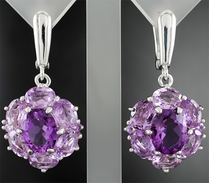 Серебряные серьги с аметистами