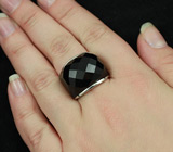 Стильное кольцо с черной шпинелью авторской огранки Серебро 925