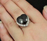 Серебряное кольцо c черной шпинелью Серебро 925