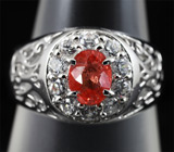 Ажурное серебряное кольцо с ярко-оранжевым сапфиром 0,48 карат