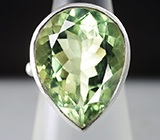 Серебряное кольцо с зеленым аметистом Серебро 925