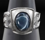 Серебряное кольцо cо звездчатым сапфиром 3,19 карат Серебро 925