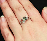 Элегантное серебряное кольцо с зеленым сапфиром 0,42 карат Серебро 925
