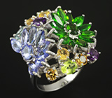 Великолепное серебряное кольцо с самоцветами Серебро 925