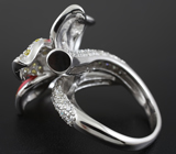 Серебряное кольцо-цветок с цветной эмалью Серебро 925