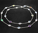 Серебряное колье с кабошонами самоцветов Серебро 925