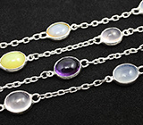 Серебряное колье с кабошонами самоцветов Серебро 925