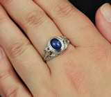 Стильное серебряное кольцо с синим сапфиром 1,88 карат Серебро 925