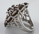 Крупное серебряное кольцо с дымчатым кварцем Серебро 925