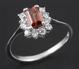 Изящное серебряное кольцо с оранжевым цирконом 1,12 карат