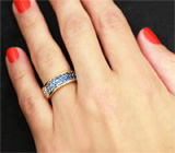 Золотое кольцо с синими сапфирами и бриллиантами Золото